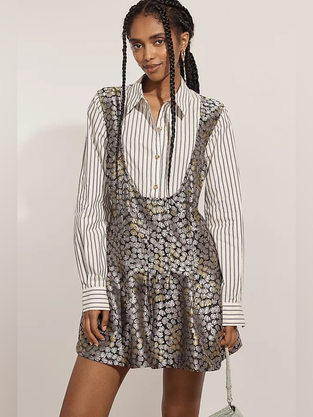 ANTHROPOLOGIE COLLARED TWOFER FLOUNCE MINI DRESS